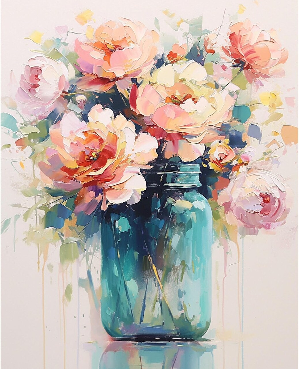Flowers in Bottle Paint-by-Numbers Kit for Adults (16x20") – Beginner DIY Canvas Oil Painting Kit for Home Wall Decor & Gifts